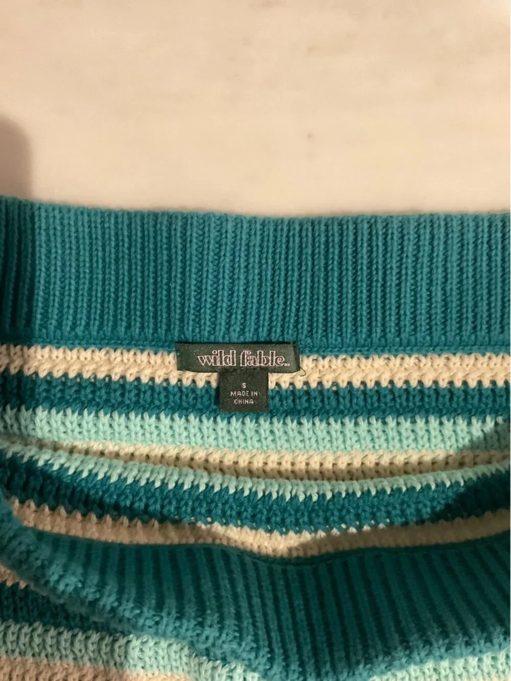 Wild Fable Teal & Cream Striped Knit Tank & Mini Skirt Set